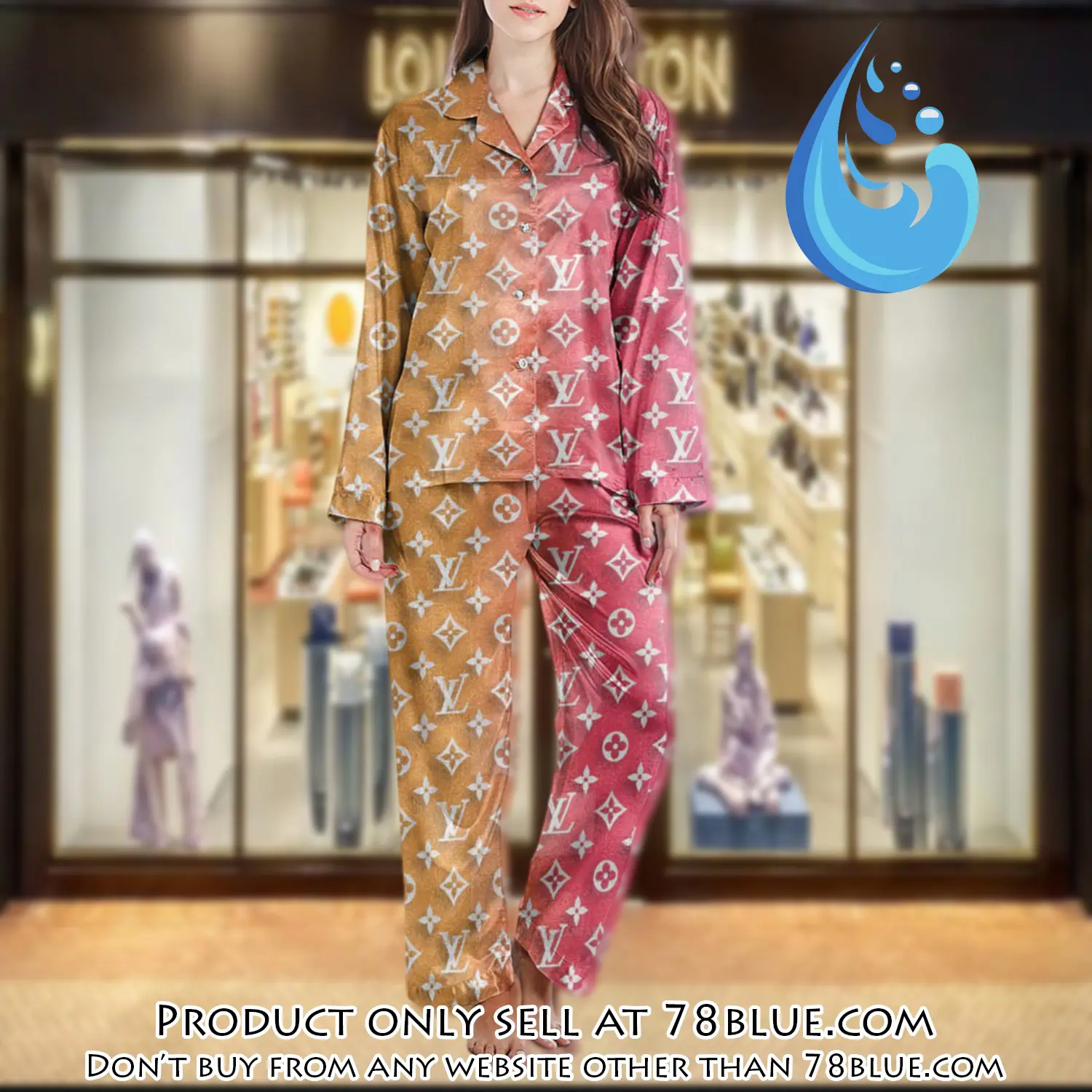 Lv monogram long satin pajama set pjs1009 78b2024949